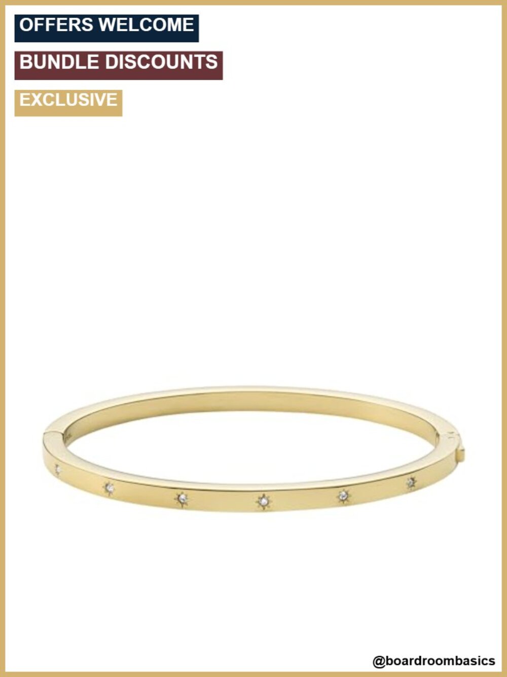 Gold-Tone Stainless Steel Cuff Bracelet with Push Button Clasp